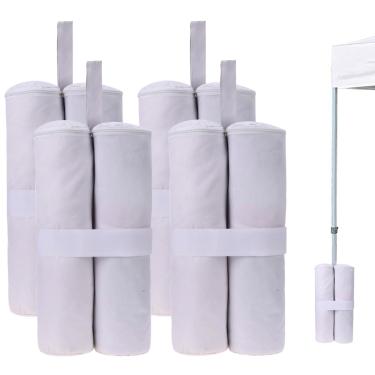 Imagem de MOOCY Sacos de areia branca (54,4 kg) para barraca de dossel pop-up, peso de dossel branco resistente 1680D perfeitamente combinado com toldo branco/gazebo/guarda-chuvas de pátio, conjunto de 4