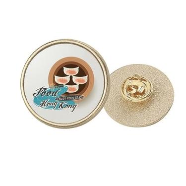 Imagem de Hong Kong Har Gow Dumplings broche de metal redondo dourado clipe, Medium, não aplicar