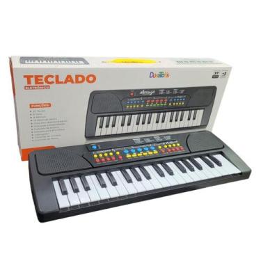 TECLADO INFANTIL PIANO COM MICROFONE KARAOKE 37 TECLAS MUSICAL EDUCATIVO  ESTILO PROFISSIONAL