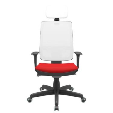 Imagem de Cadeira Office Brizza Tela Branca Com Encosto Assento Aero Vermelho Au