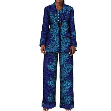 Imagem de Ternos africanos para mulheres, blazer com estampa africana, casaco e calça comprida, T6, 3G