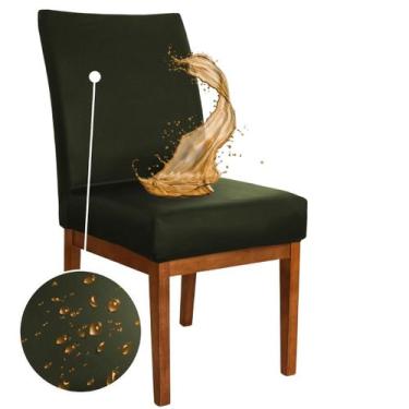Imagem de Capa Cadeira Jantar Impermeável 6 Unidades Verde Escuro Luxo - Charme