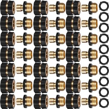 Imagem de Pelopy Conjunto de 20 mangueiras de jardim de 3/4 polegadas conector rápido mangueira de água de jardim acessórios conector rápido fêmea macho sem vazamento conector de mangueira de liberação rápida