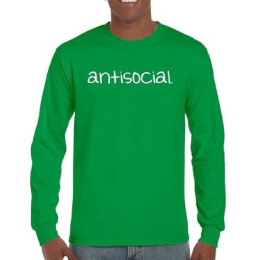 Imagem de Camiseta de manga comprida anti-social engraçada humor introvertido pessoas sugam ficar em casa anti social clube sarcástico geek, Verde, 3G