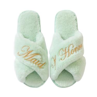 Imagem de owiter Pantufa de noiva, presentes de dama de honra, chá de noiva, casamento, verde floresta, chá de solteira, presentes de despedida de solteira, 6068, Mint Maid of Honor, Medium