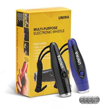 Imagem de UNIWA Apitos eletrônicos, pacote com 2 apitos elétricos portáteis de 3 tons de alto volume com cordão para árbitro de professor, apito de emergência mais alto, vôlei, futebol, esportes