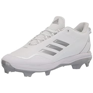 Imagem de adidas Tênis de beisebol masculino Icon 7 TPU, Branco/Prata metálica/Preto, 45