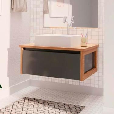 Imagem de Gabinete Bancada Para Banheiro Paris 66cm Com Cuba Grafite