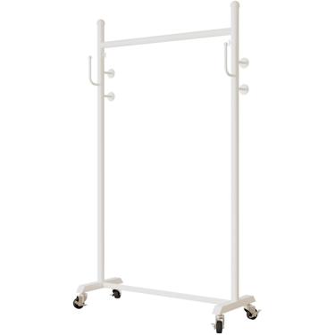 Imagem de Rack de roupas elegante com rodas, trilho de roupas independente com ganchos laterais, organizador de roupas com rodinhas para quarto, lavanderia, capacidade de carga 176 libras, preto, 100x