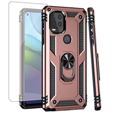 Imagem de Zoeirc Capinha de Celular para Moto G Stylus 5G 2021 XT2131 com protetor de tela de vidro temperado, [grau militar] capa protetora magnética com suporte de anel de carro (ouro