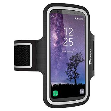 Imagem de Braçadeira de triânio para iPhone X 8 7 6 6S Plus, LG G6, Galaxy S9 + s8 s7 s6 Edge, Note 8 5 (capa Otterbox Defender/Lifeproof Case) [resistente à água] ArmTrek Pro Sports Exercise bolsa de corrida suporte para chave, Pro Black