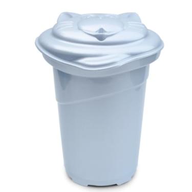 Imagem de Cesto De Roupas Para Bebê Infantil Com Tampa De Gatinho 36 Litros (AZUL PEROLADO)