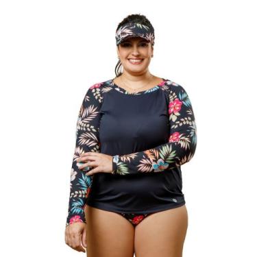 Imagem de Conjunto Plus Size 3 Peças Blusa UV + Calcinha Hotpant + Viseira Prote