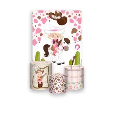 Imagem de Painel De Festa Vertical 1,50 x 2,20 + Trio De Capas Cilindro - Vaquei