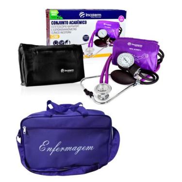 Imagem de Kit Enfermagem com esteto esfigmo e bolsa Roxo Incoterm