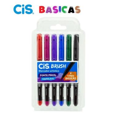Imagem de Marcador Aquarelavel Cis Brush c/ 6 Cores Básicas