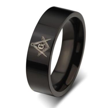 Imagem de Anel Preto Titânio Maçom Maçônico Maçonaria 8mm  - Judith Joias, 30