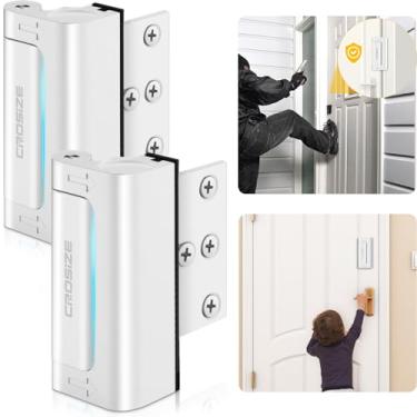 Imagem de Pacote com 2 fechaduras de porta de segurança doméstica, fechaduras de reforço de porta de metal, 7,6 cm resiste a 453 kg de impacto para portas giratórias internas, fechaduras de porta de proteção