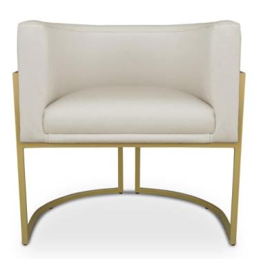 Imagem de Poltrona Decorativa Luna para Sala Veludo Bege Base em aço Dourado - P