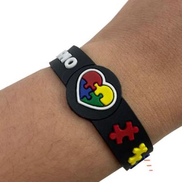 Imagem de Pulseira de Silicone Quebra-Cabeça Autismo Colorida Diversas Cores - E