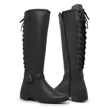 Imagem de Bota de Inverno Feminina Cano Longo Gmm Shoes Conforto 11653, Preto, 3