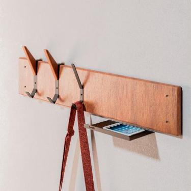 Imagem de Cabideiro de Madeira Linha Home Morphí Design 80cm Aço Preta - MORPHI 