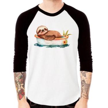 Imagem de Camiseta Raglan Ursinho Panda Relaxando Na Piscina Manga 3/4 - Foca na