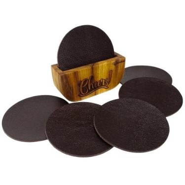 Imagem de Descanso de copo luxo porta copo com suporte em madeira - Carmisini