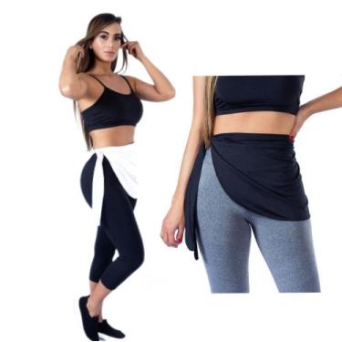 Imagem de Kit com 2 tampa bumbum fitness saia - Rays moda, Preto, Branco, P/M
