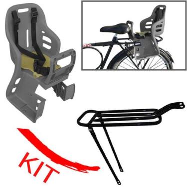 Imagem de Cadeirinha Infantil P/ Bike Traseira Cores + Bagageiro Apoio Fixação S