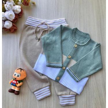 Imagem de Conjunto casaco + calça em tricot 2 peças - Dinhos baby, Verde maré co