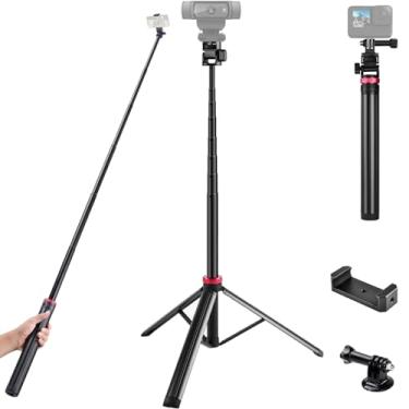 Imagem de Suporte de tripé de chão para webcam de 203 cm para webcams Logitech C920/MX Brio 4K/C922/C930/Brio 500/StreamCam/iPhone 16 15 14 13/Samsung Galaxy S24 S23 S22, compatível com câmeras de ação Gopro