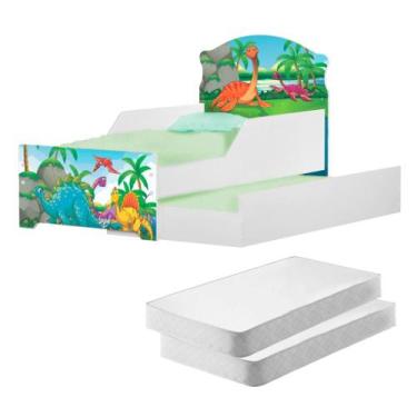 Imagem de Mini Cama Infantil com Auxiliar Pop Dinos Amigos Com Colchões - Cambel