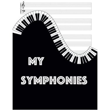 Imagem de Piano Sheet Music Book 100 Pages of Blank Music Grand Staff Paper Piano music book piano tuning chords for vocal Composer Wide staff Music ... beginners: Piano Music Composition Notebook
