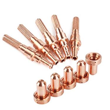 Imagem de Pontas de Cortador de Plasma, Acessórios de Cortador de Plasma Tocha de Plasma 5pcs 9-8215 Eletrodo 5pcs 9-8207 Pontas de Bico Combinação de Soldador de Cortador de Plasma para