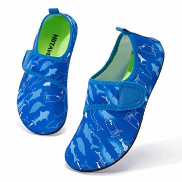 Imagem de HIITAVE Meias infantis de água antiderrapante secagem rápida nadar descalço praia piscina aquática para meninos e meninas criança pequena, Tp Sky/Shark, 3.5-4 Big Kid