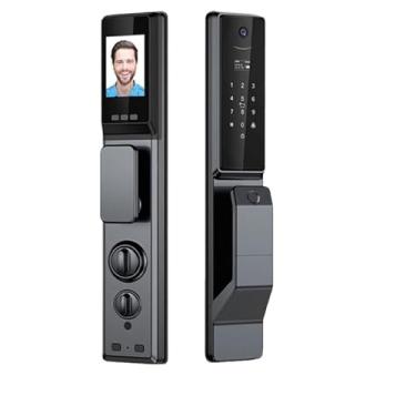 Imagem de Fechadura de porta inteligente com senha de impressão digital, à prova d'água, com câmera, wi-fi, aplicativo tuya, intercomunicador remoto por voz, fechadura eletrônica(24x280 R-D BAT)