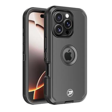 Imagem de Wireless PROTECH Capa compatível com Apple iPhone 16 PRO (tamanho da tela 6,3 polegadas), capa lisa de TPU e policarbonato de camada tripla resistente (preta/preta)