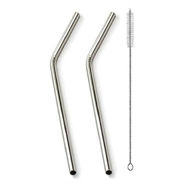 Imagem de Conjunto de 2 Canudos Curvos em Aço Inox com Escova 20cm Bono Home