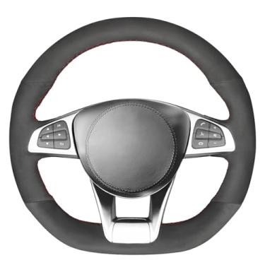 Imagem de MEWANT Capa de volante costurada para Mercedes-Benz A 45 AMG/C 43 63 AMG/CLA 45/ CLS 63 AMG/E 43 63 AMG/S 63 65 AMG/SLC 43 AMG/GLA 45 AMG/GLC 43 63 AMG/GLE 43 63 AMG/GLS 63 AMG/