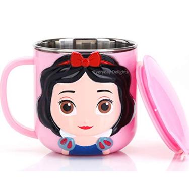 Imagem de Everyday Delights Copo 3D Princesa Branca de Neve Rosa Durável Aço Inoxidável Isolado com Tampa, 250 ml