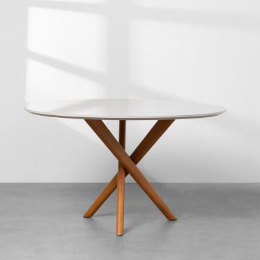 Imagem de Mesa de Jantar Thai Redonda Vidro off White - 1,20m