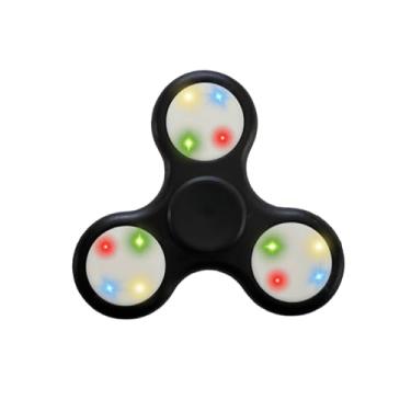 Imagem de Pop It Hand Spinner com LED Giratório - Brinquedo Antiestresse Iluminado Cor Preto - Diversão e Relaxamento para Todas as Idades