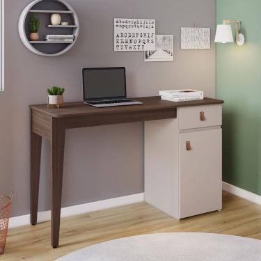 Imagem de Escrivaninha Helo Candian 121cm x 76cm x 45cm Café/Off Wheit