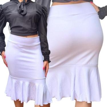 Imagem de Saia Midi Lisa Tubinho Babado congresso Festas Oferta Barato  - Univer