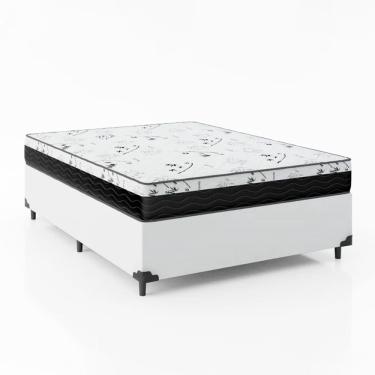Imagem de Cama Box Viúva 128 Sintético Branco com Colchão Espuma D33 One Face - Bello Box - 57X128X188