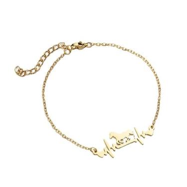 Imagem de BlingNuts Pulseira ajustável de cavalo com batimentos cardíacos para mulheres, mãe, filha, irmã, esposa, F, Aço inoxidável, Sem Pedra Preciosa