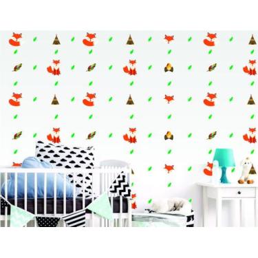 Imagem de Adesivo De Parede Raposa Oca Indígena Elementos - Ra Personalize