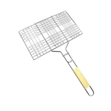 Imagem de Baoblaze Grill Basket Fish GrelLilling Kitchen Tool Tool Camping Churyr Griller aço inoxidável Clipe de grelha para carne de frutos do mar de carne vegetais, 33.5 Cm X 20 Cm