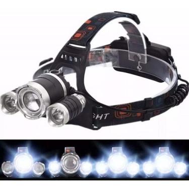 Imagem de Lanterna tatica  / Farol De Cabeça Bike Pescaria  3 Led Cree T6 Recarr